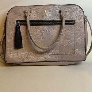 Kate Spade Cream and Black Satchel with Sleek Design